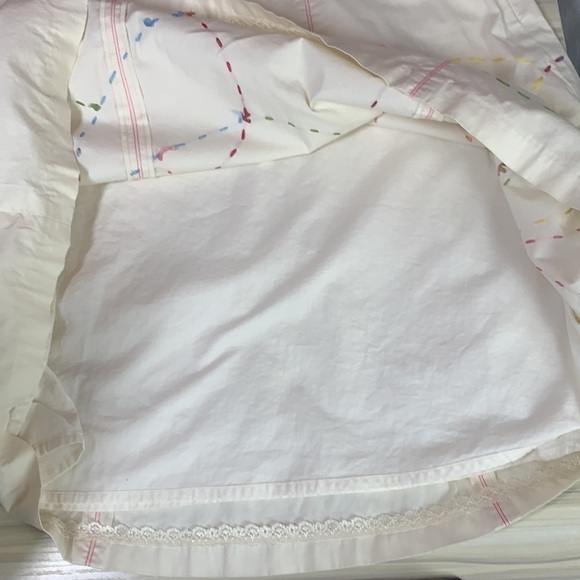 Tibi Embroidered A-Line Boho Midi Skirt - White/Pink/Green, Size 8, Cotton - Picture 5 of 7